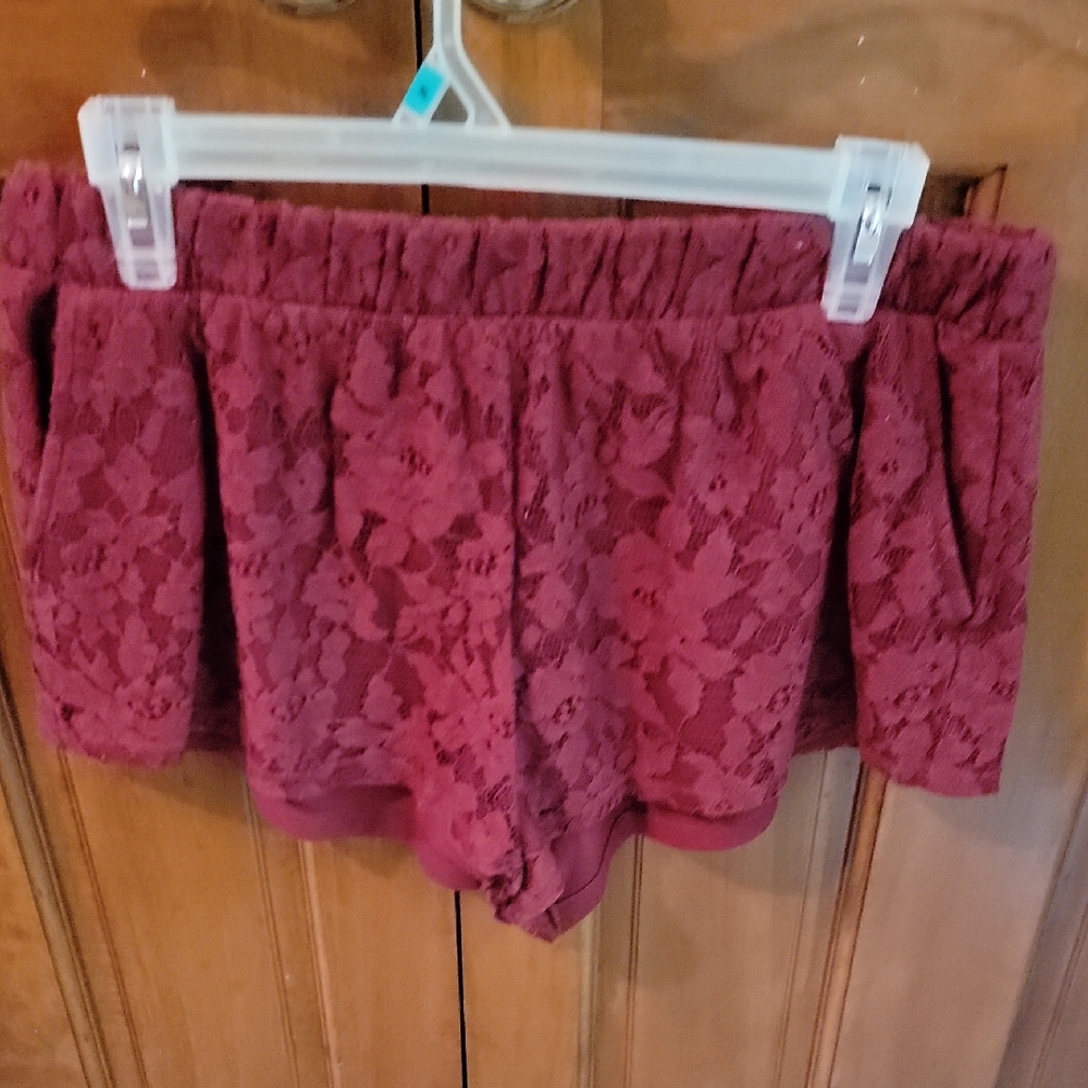 Forever 21 High Waist Burgundy Lace Shorts